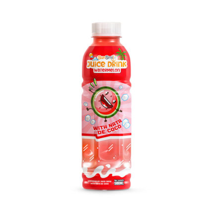 NFC Watermelon Juice Drink With Chewy Nata De Coco Jelly, 16.9 Fl Oz (500Ml) Bottle